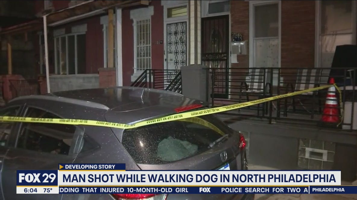 Man shot while walking with teenage son, dog in North Philadelphia